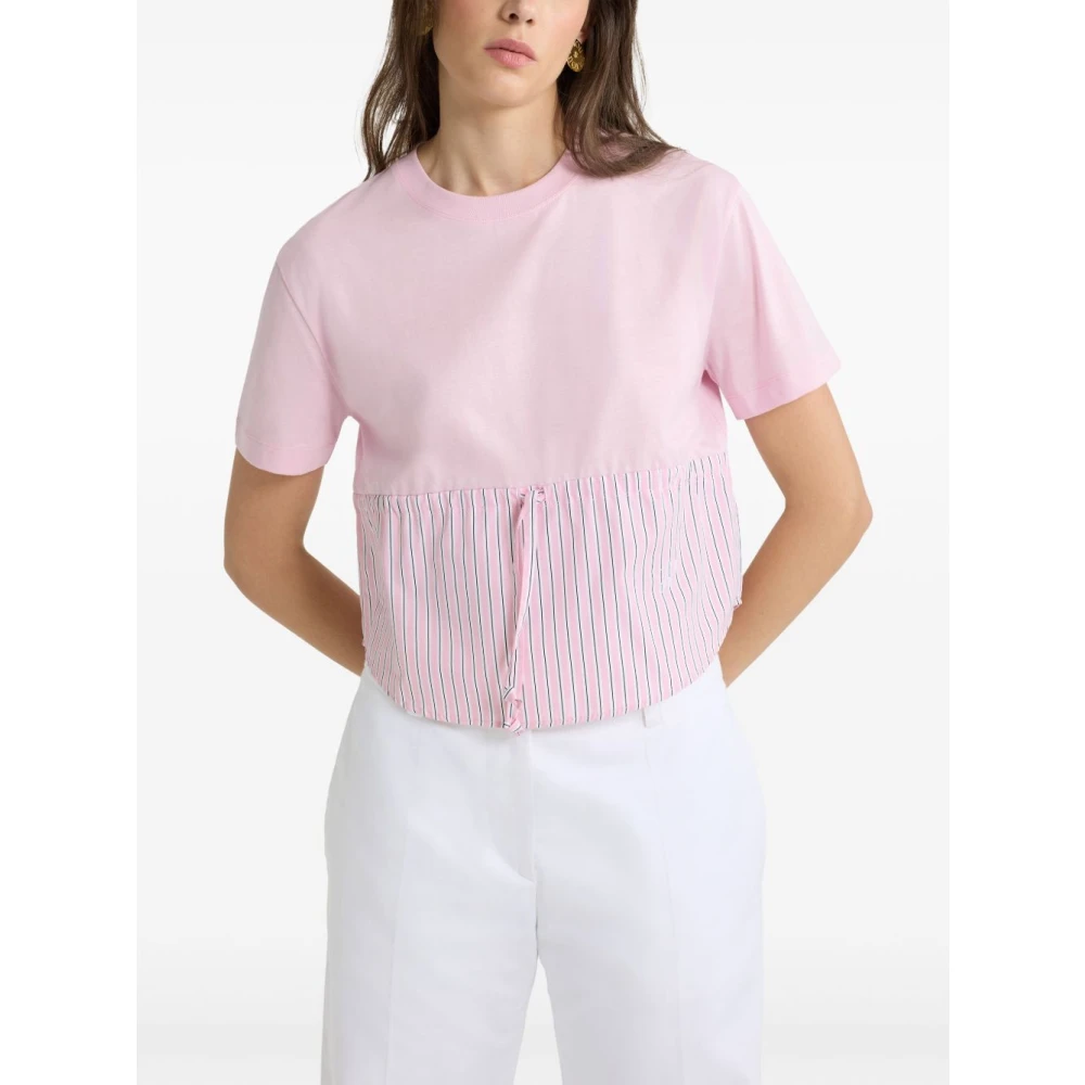 Patou Gestreept Roze Crew Neck T-shirt Pink Dames