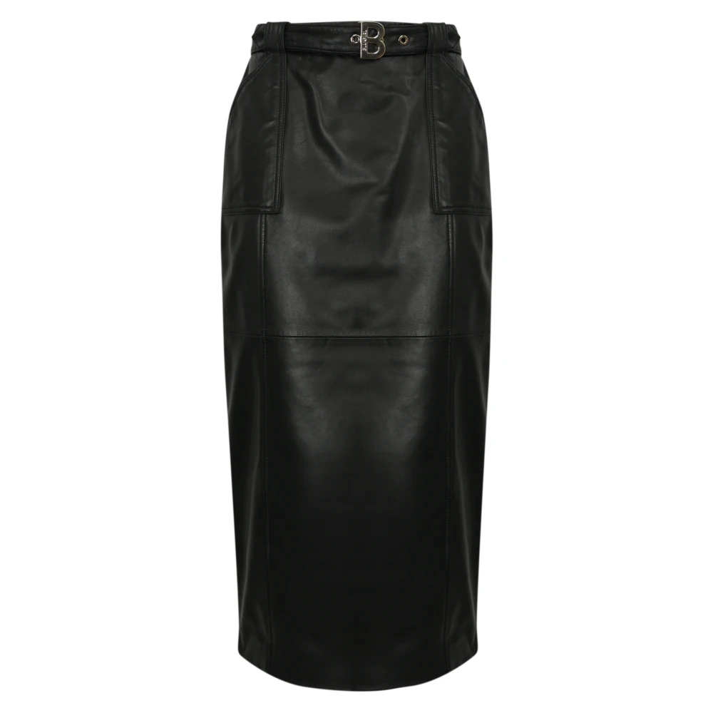 Blugirl Zwarte leren kokerrok Black Dames