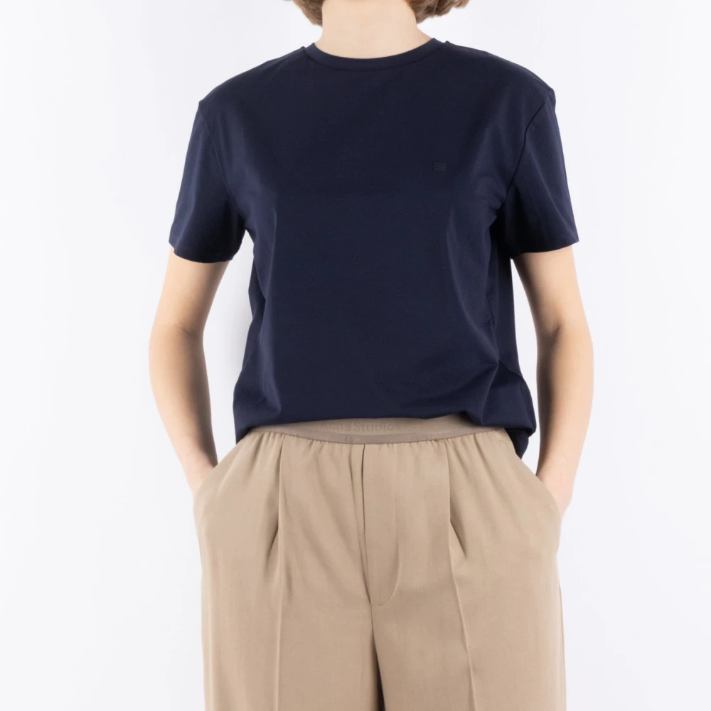 Acne Studios Blauw Katoenen T-Shirt Cl0309 Blue Dames