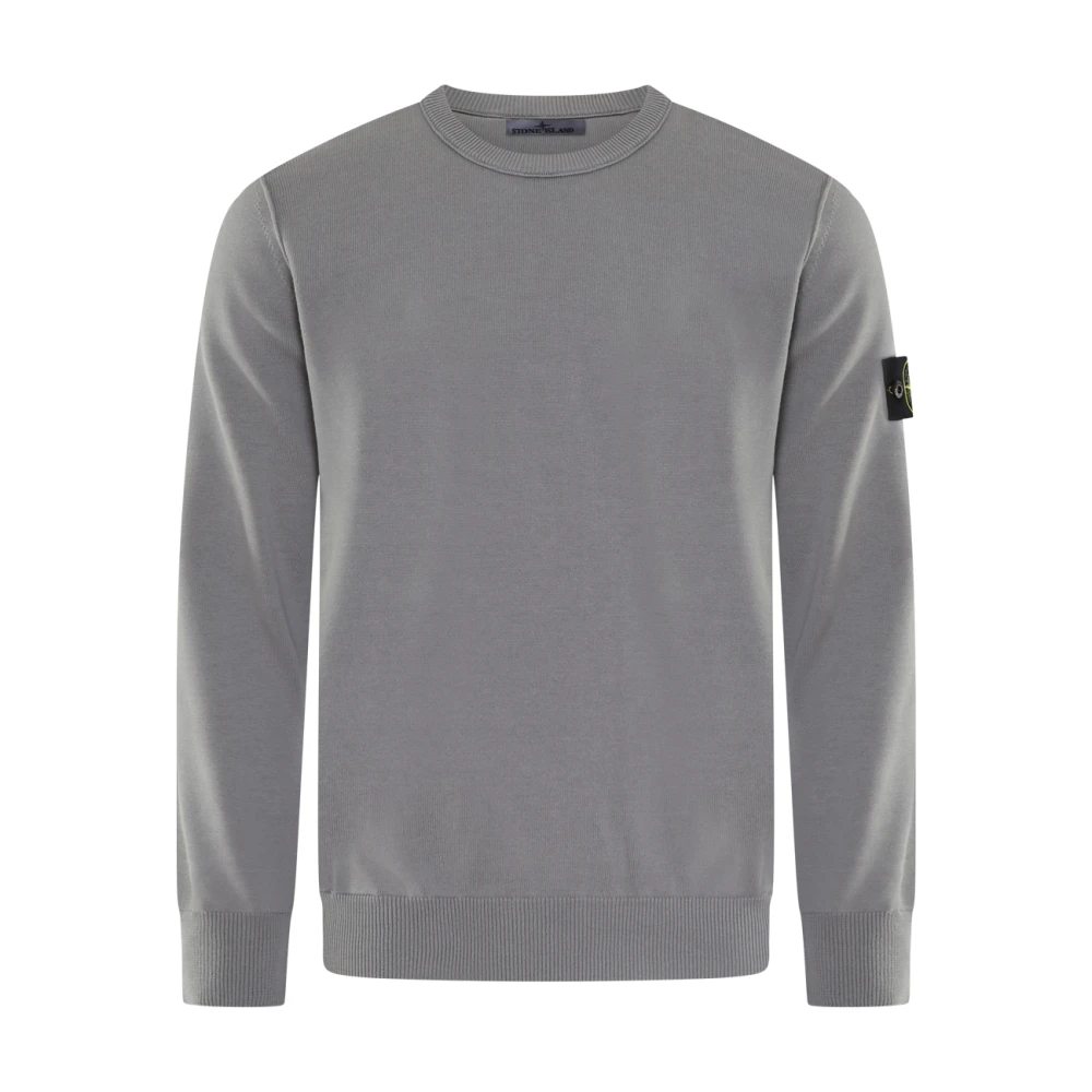 Stone Island Blauw Crew Neck Logo Patch Gray Heren