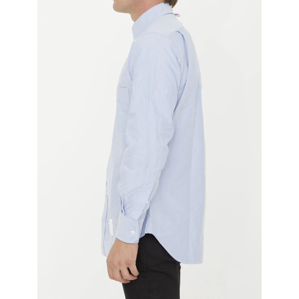 Thom Browne Lichtblauw Katoenen Overhemd met Button-Down Kraag Blue Heren