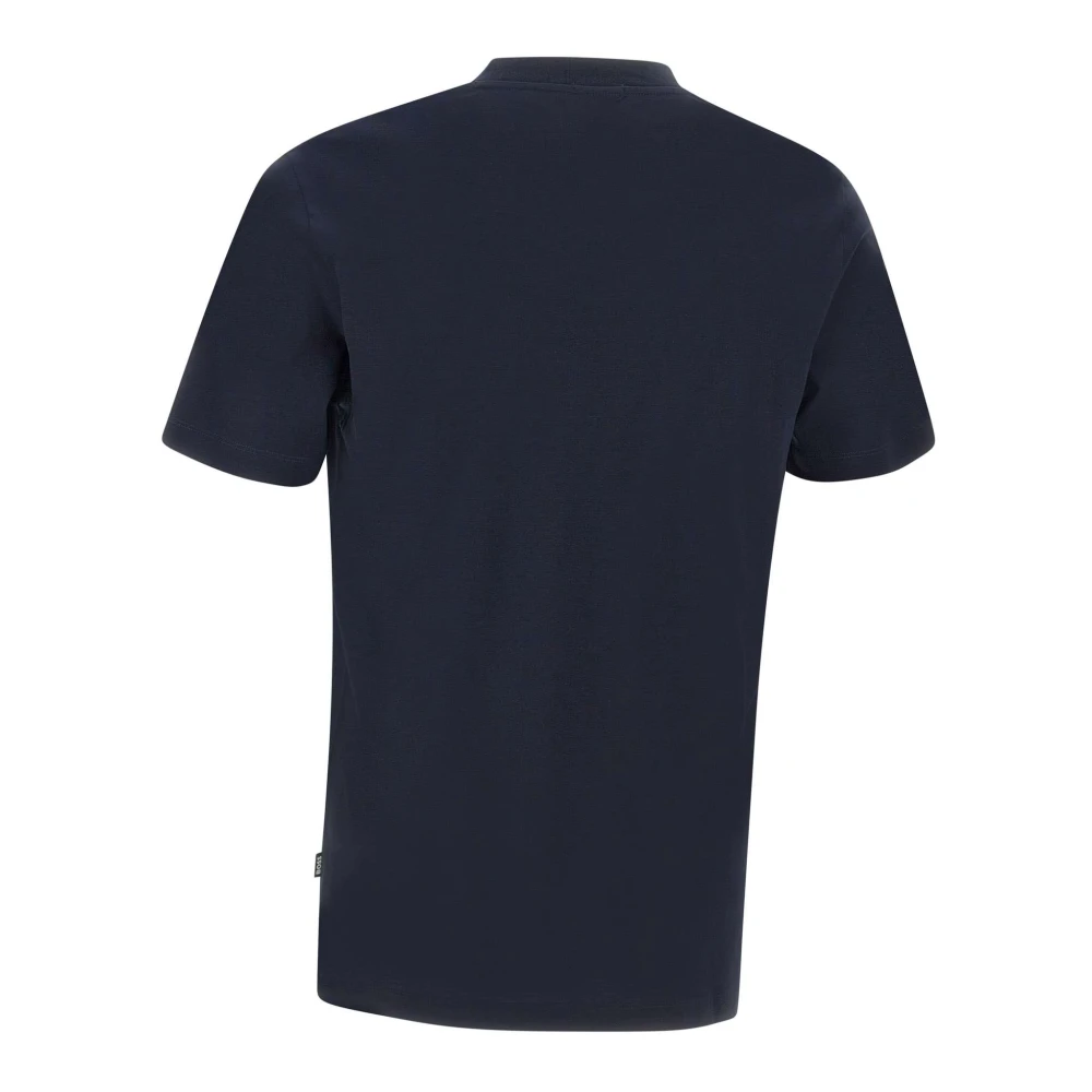Hugo Boss Blauw Gekamd Katoenen T-shirt Ronde Hals Blue Heren