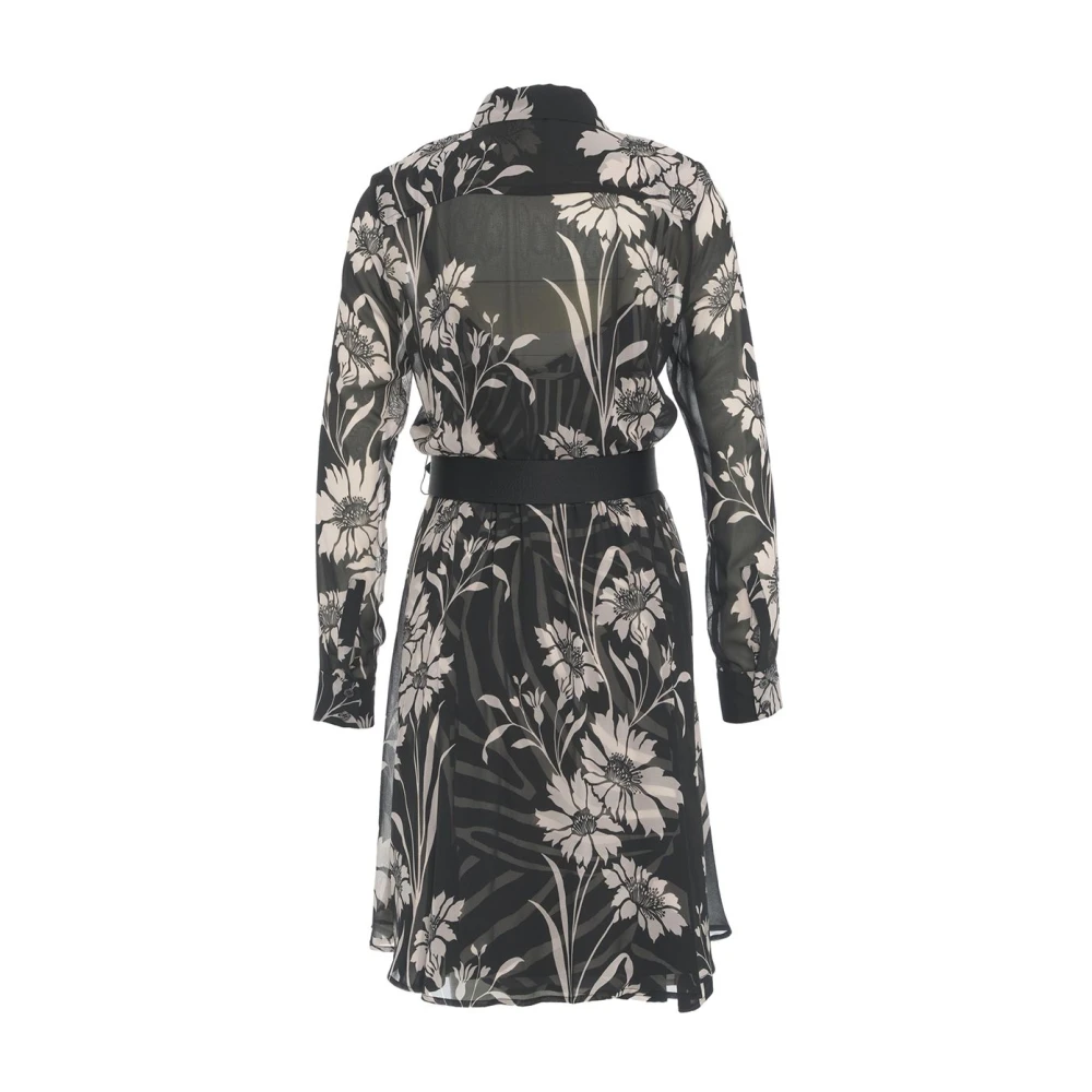 Guess Zwarte Bloemen Midi Jurk Elegante Stijl Multicolor Dames