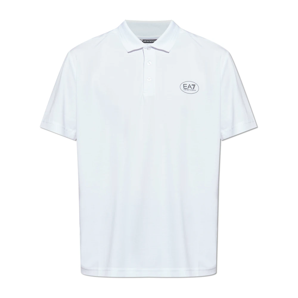 Emporio Armani Ea7 Herr Vit Toppar M, Polo Med Logotyp