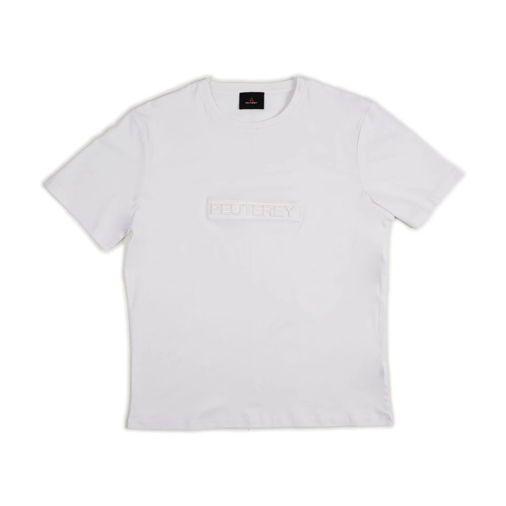 Peuterey Wit Heren T-shirt met Reliëf Logo White Heren