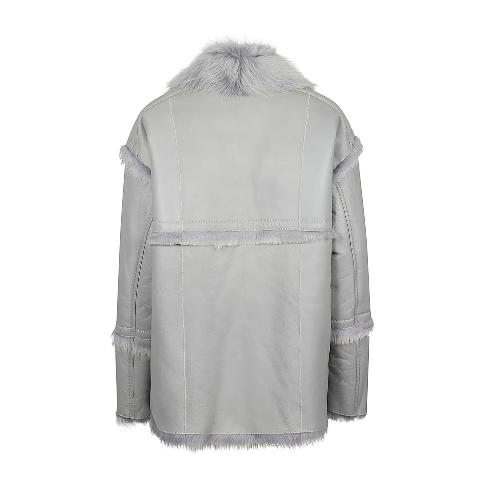 IRO Omkeerbare shearling jas met brede revers Gray Dames