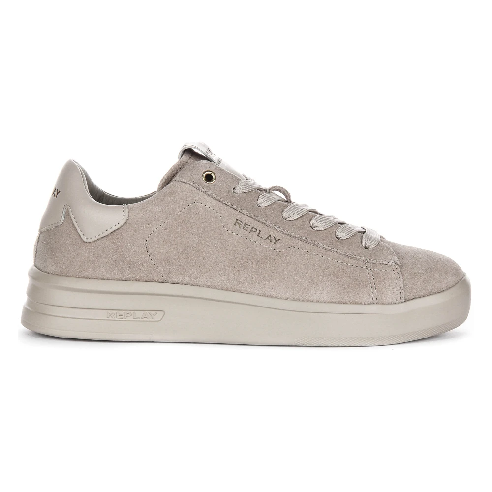 Replay Men's Beige Sneakers, 10 Uk, Soft Suede Leather Trainers
