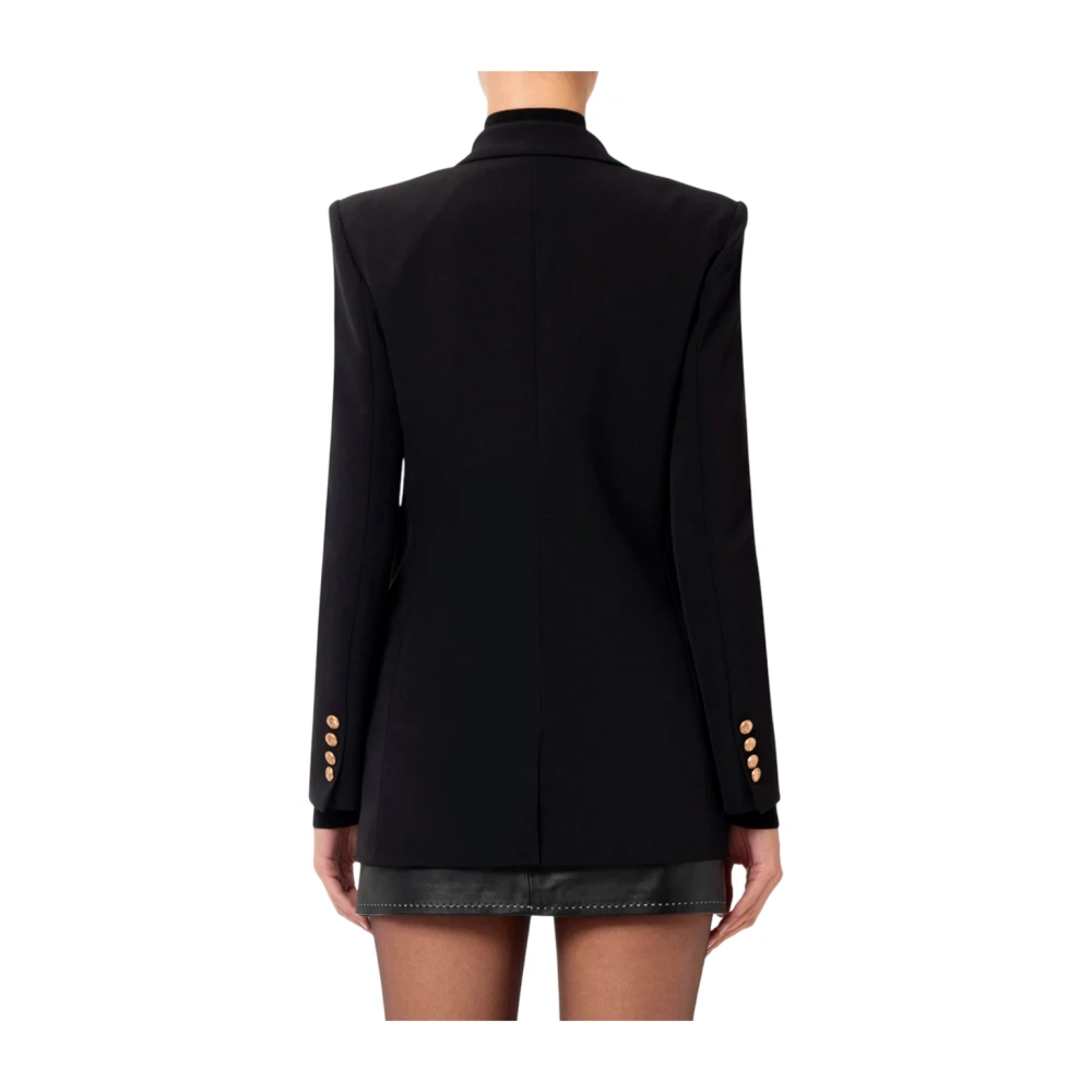 Elisabetta Franchi Double-Breasted Stretch Crepe Blazer Black Dames