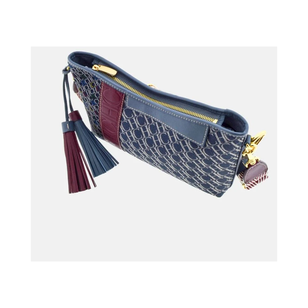Carolina Herrera Patchwork Crossbody Tas met Leren Strepen Blue Dames