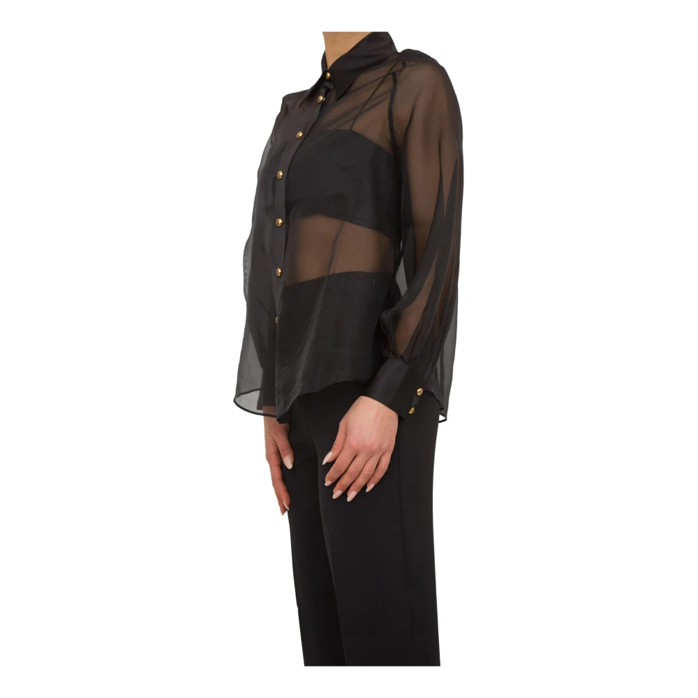 Nenette Zwarte Organza Shirt Black Dames