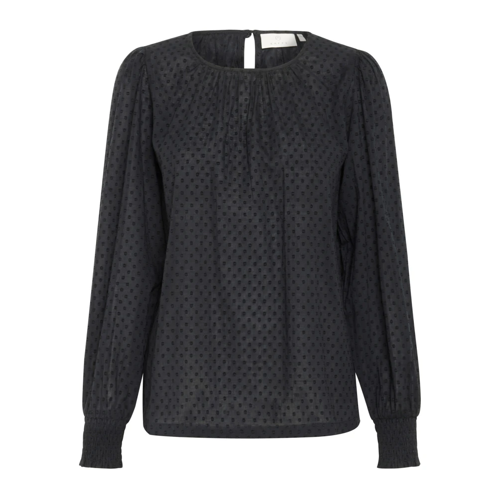 Kaffe Zwart Diep Smock Manchet Blouse Black Dames