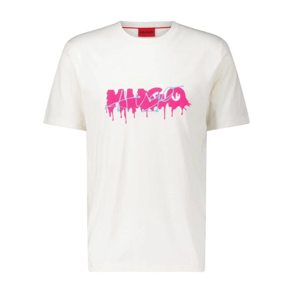Hugo Boss Label Print T-Shirt voor dagelijks comfort White Heren