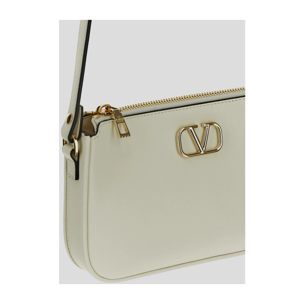 Valentino Garavani Leren Logo Tas Beige Dames