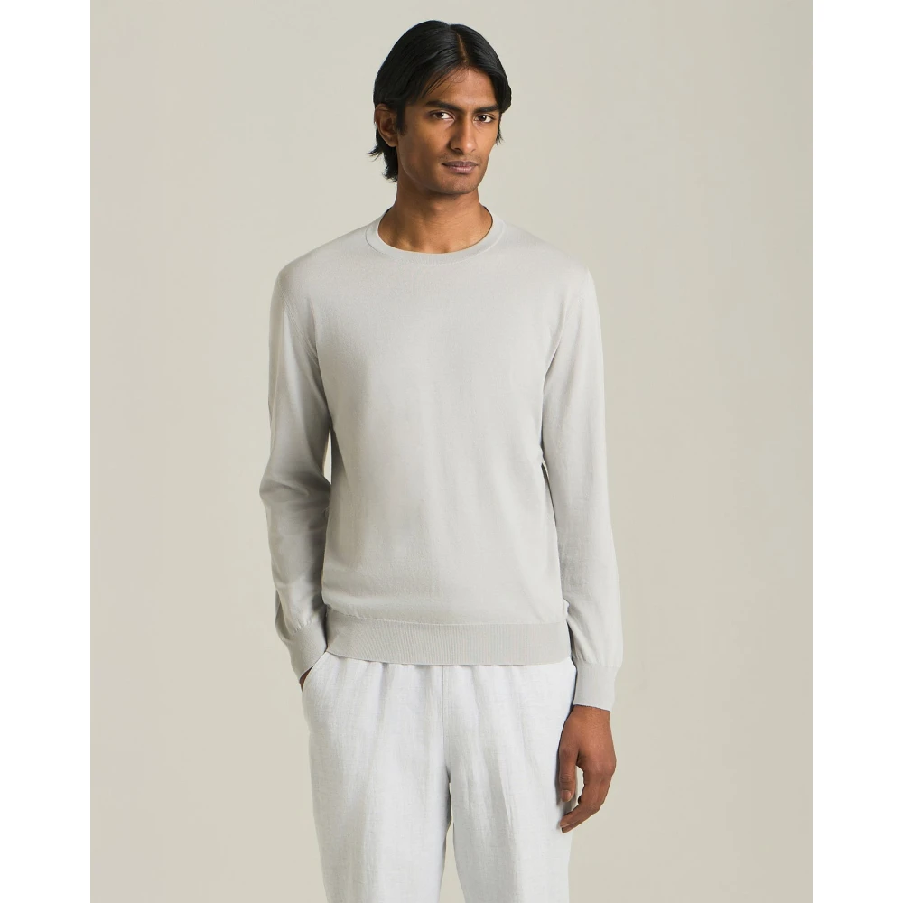 Kiton Puur katoenen ronde hals trui Gray Heren