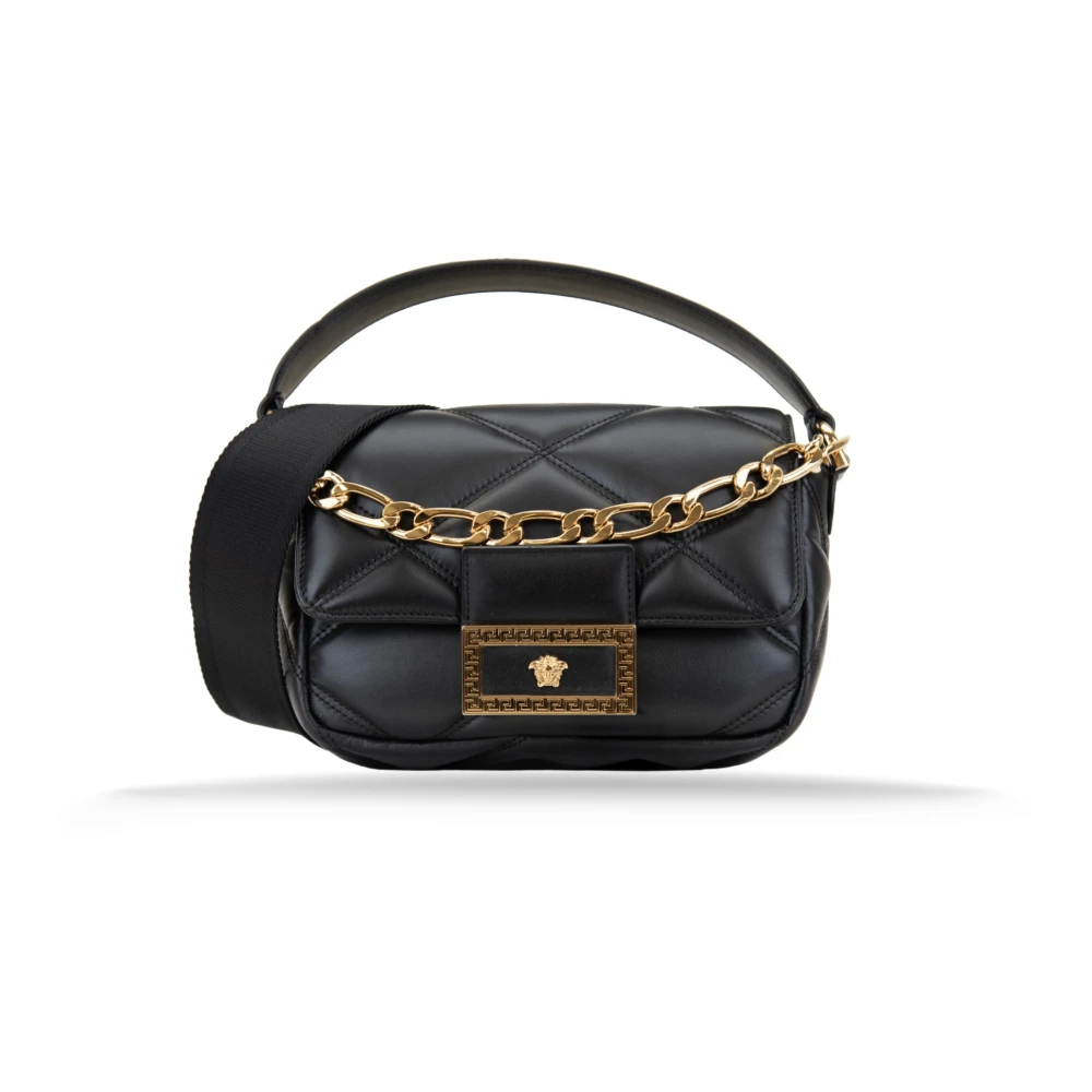 Versace Women's Black Quilted Leather Shoulder Bag
