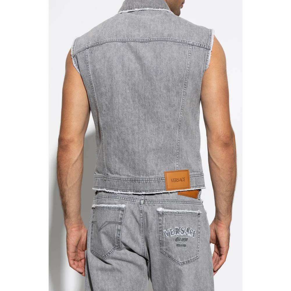 Versace Denim vest Gray Heren