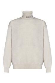 Beige Tröjor med Ribbad Rullkrage