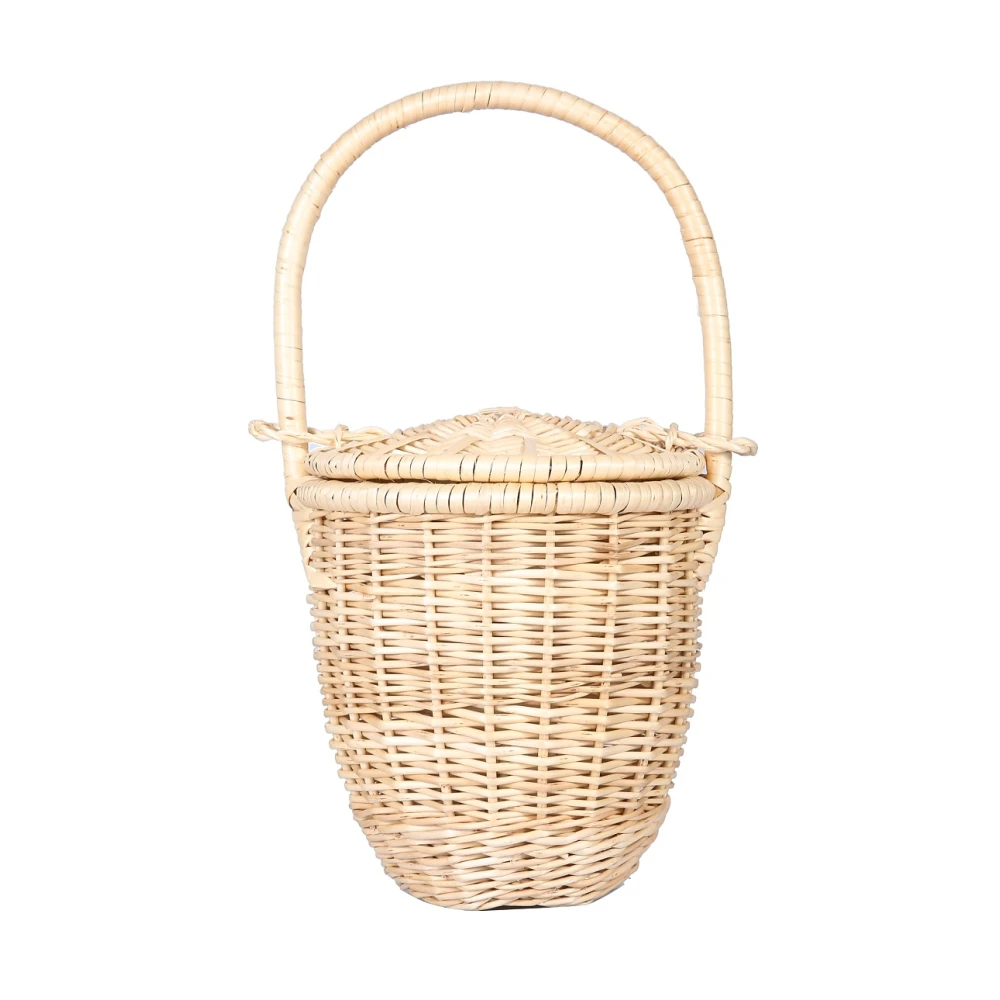 Patou Ambachtelijke Wicker Bucket Tas Beige Dames