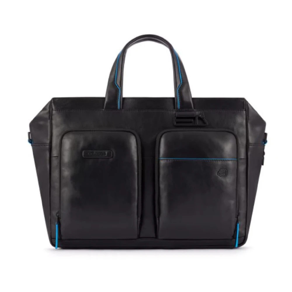 Piquadro Men's Black Laptop Bags & Cases, One Size, Slim 14 Briefcase With Two Leather Handles