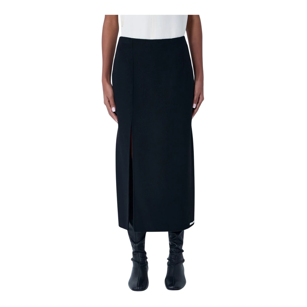 Sportmax Women's Black Wool Skirt - Midi Skirts - Xs - Skirts