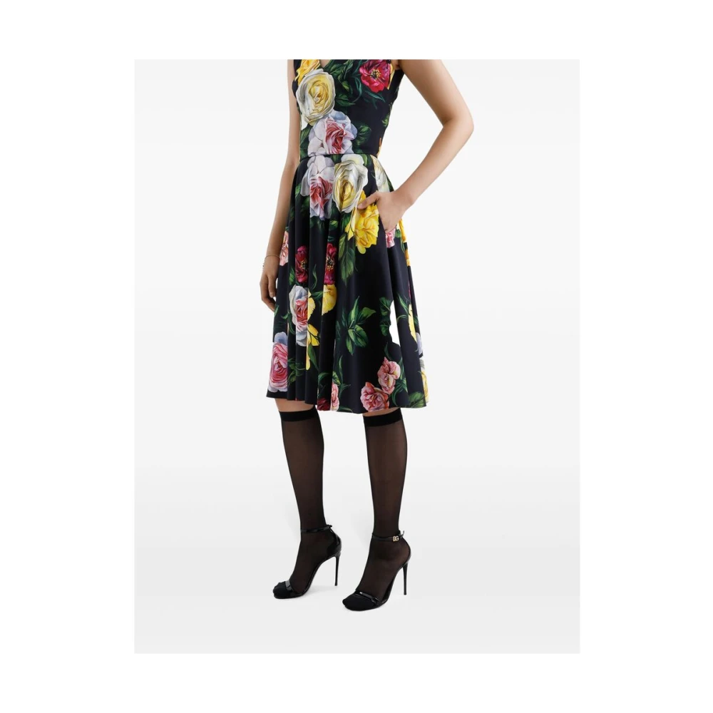 Dolce & Gabbana Bloemenprint V-hals Mouwloze Jurk Multicolor Dames