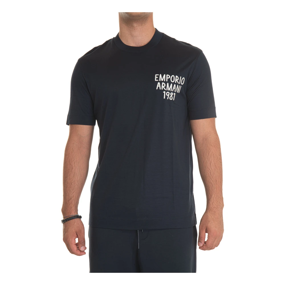 Emporio Armani Contrast Logo Tee Licht Stof Blue Heren