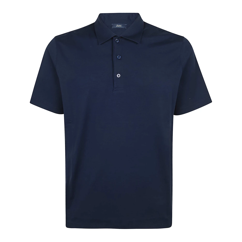 Herno Homme Bleu Tops, Taille: Xl Polo En Coton Stretch Superfine