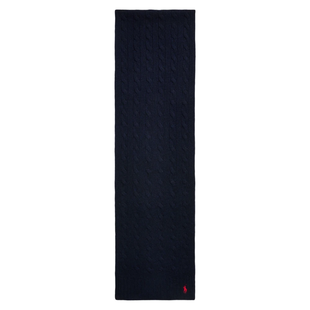 Polo Ralph Lauren Women's Blue Cable Knit Wool-Cashmere Scarf