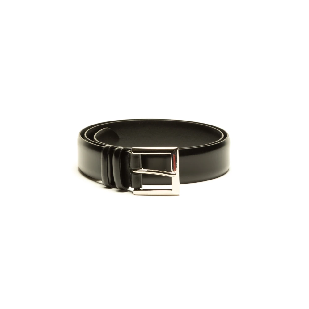 Orciani Zwarte Leren Riem Black Heren