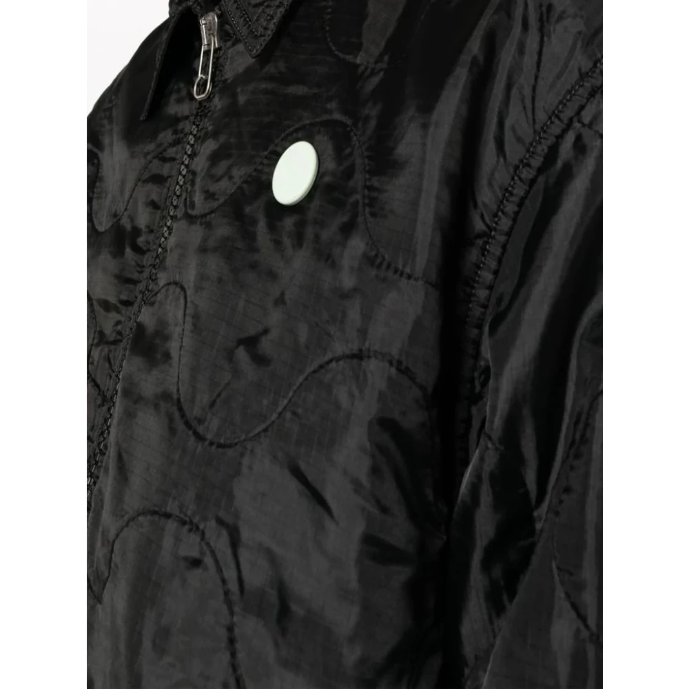 Oamc Zwarte gewatteerde jas met logo Black Heren