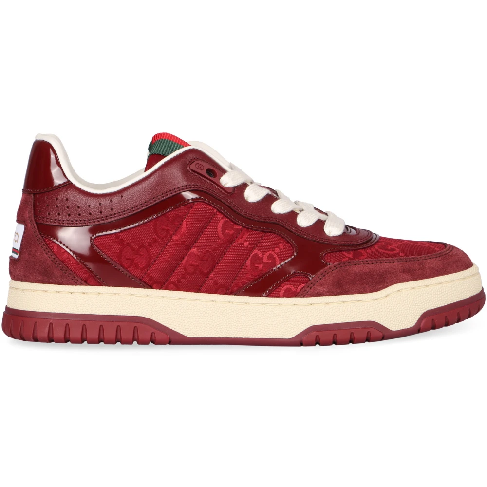Gucci Damen Red,White Sneaker Mit Gg-Stoffeinsätzen,Re-Web Low-Top Sneakers