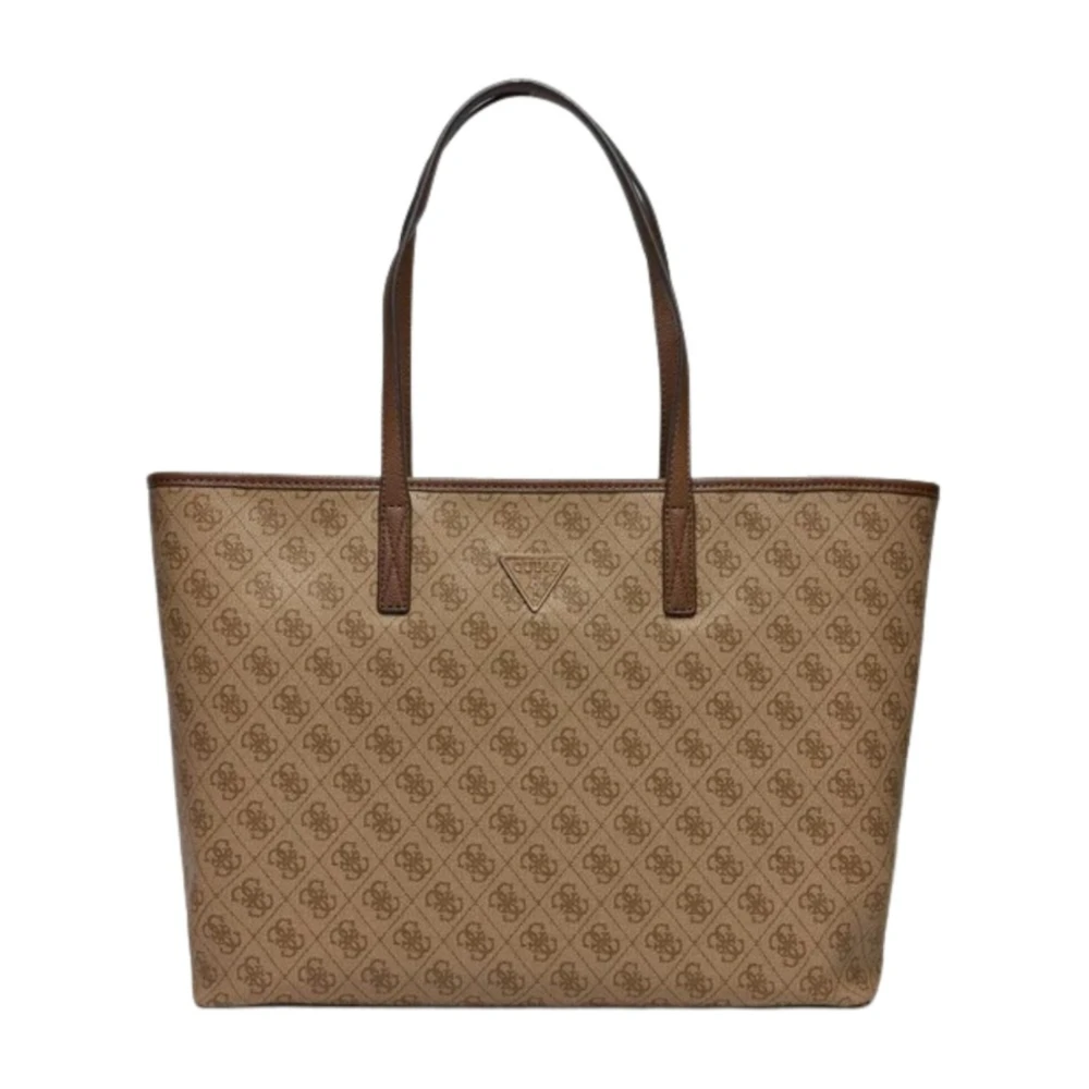 Guess Grote Tech Tote Tas Wit PU Beige Dames