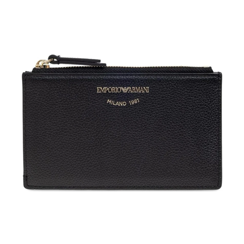 Emporio Armani Women's Black Wallets & Cardholders, One Size, Textured Leather Zip Around Wallet