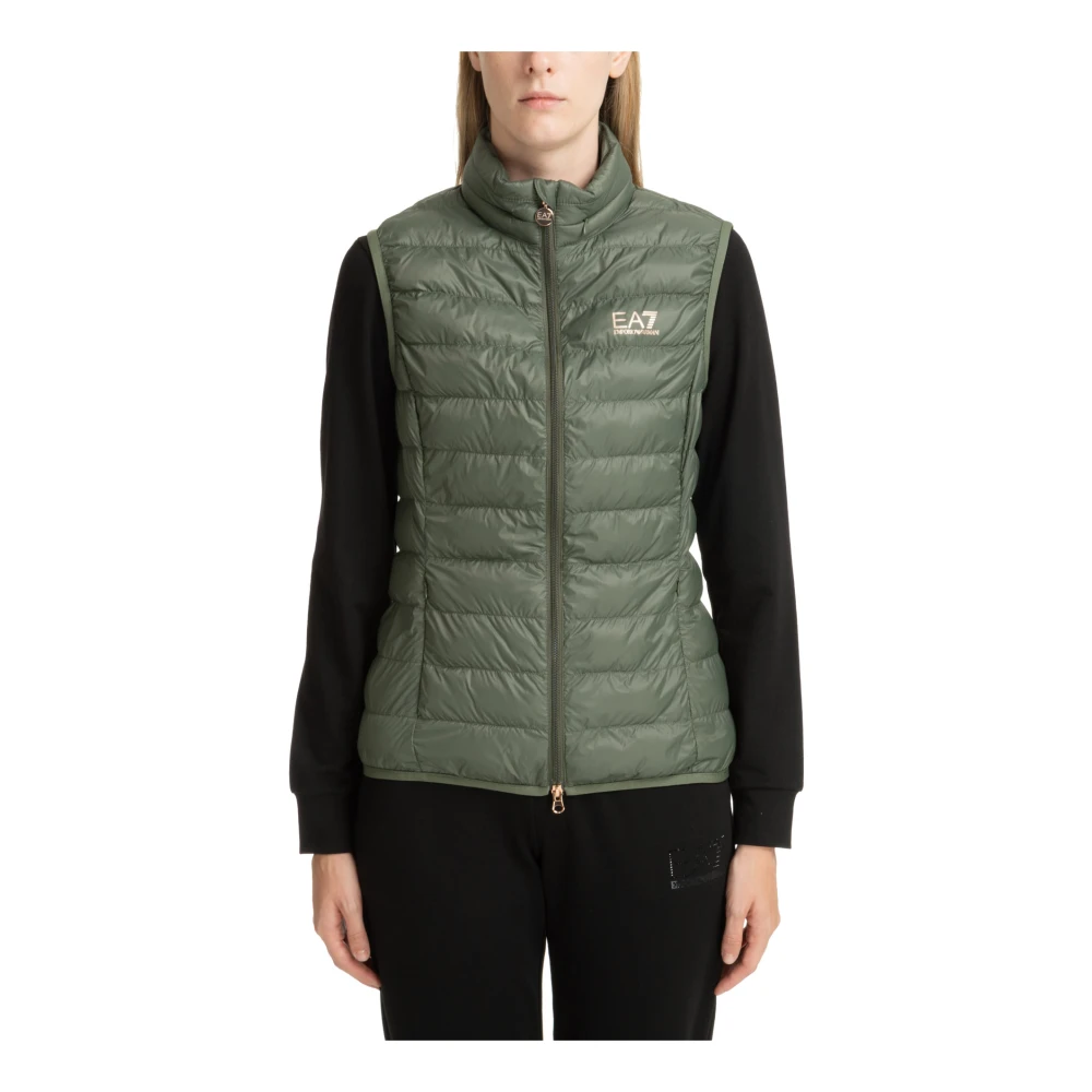 Emporio Armani EA7 Ritssluiting Effen Logo Zakken Vest Green Dames