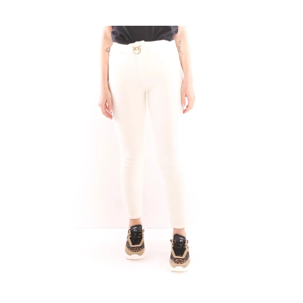 pinko Witte Love Birds High Waist Jeans White Dames