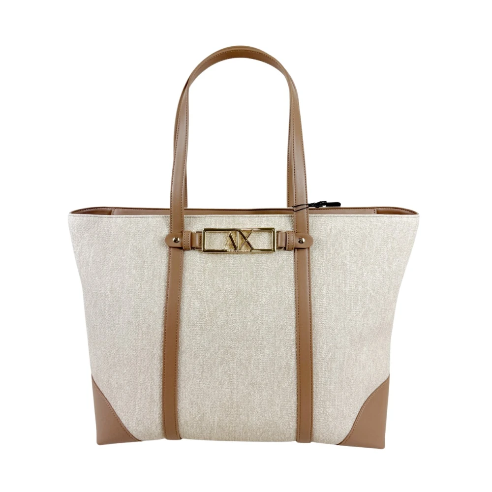 Armani Exchange Women's Beige Shopping Bags, One Size, Polly Denim Shopping Bag
