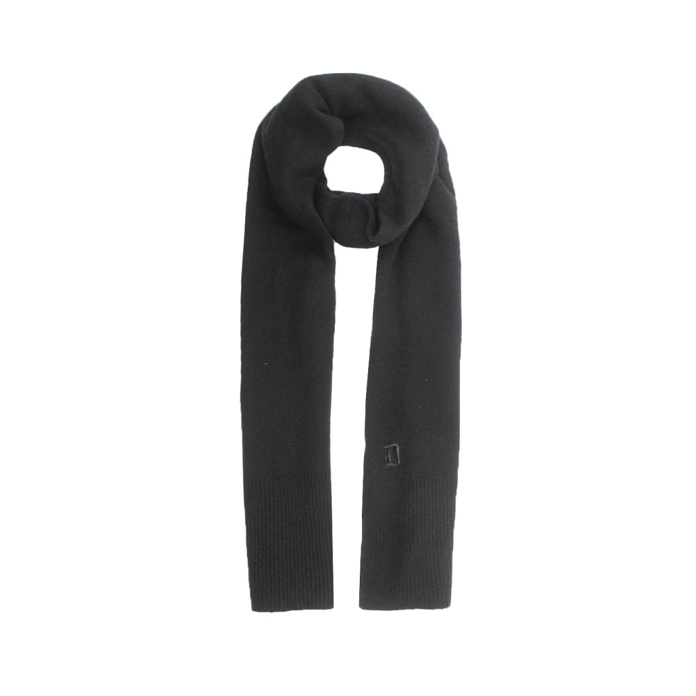 Dondup Zwart Kasjmier Sjaal met Logo Black Heren