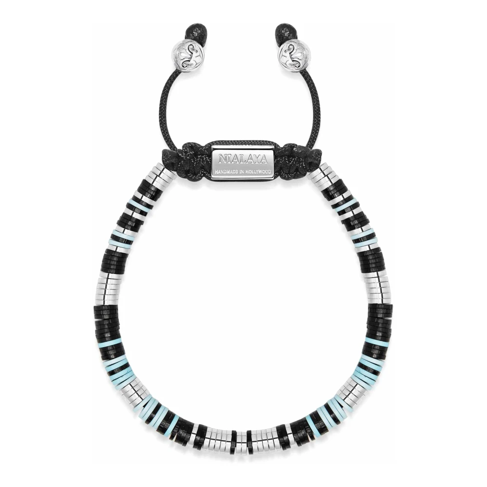 Nialaya Men's Gray Bracelets, M, Blue Eclipse Disc Bracelet