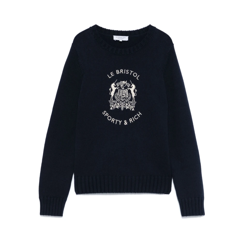 Sporty & Rich Navy Blue Crew Neck Sweater Blue Dames