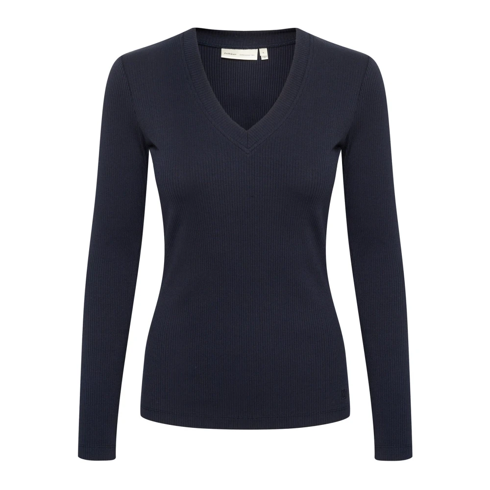 Inwear Women's Blue Marine V-Neck Long Sleeve Top - V-Neck Knitwear - Xs - Knitwear