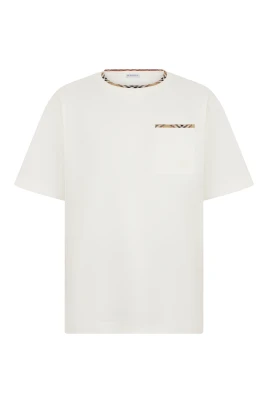 T-shirt i bomull med Check-kant