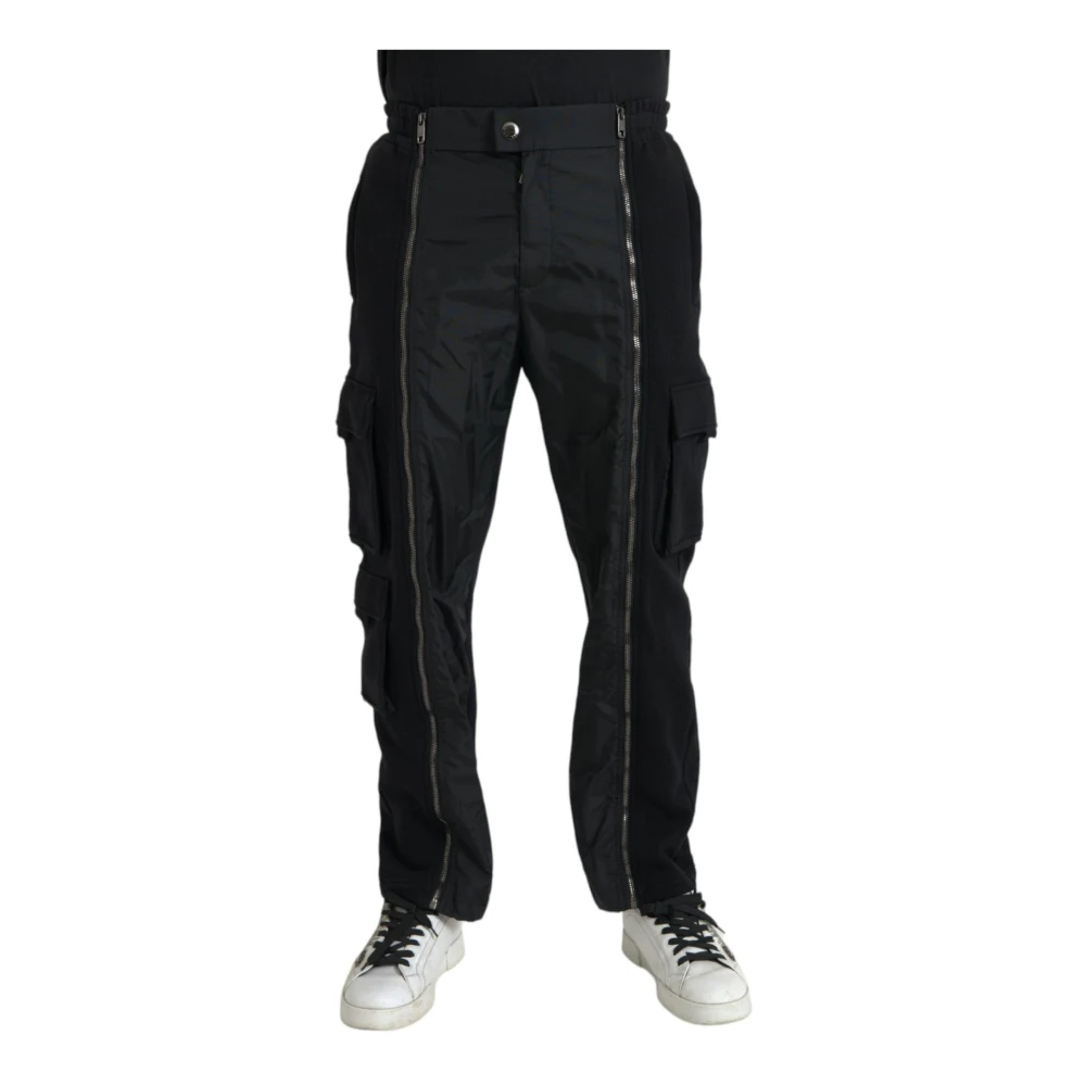 Dolce & Gabbana Men's Black Skinny Cotton Blend Trousers - Straight Trousers - M - Trousers
