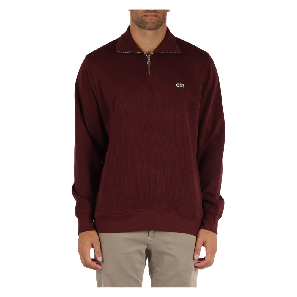 Lacoste Katoenen Classic Fit Sweater met Voorlogo Patch Red Heren