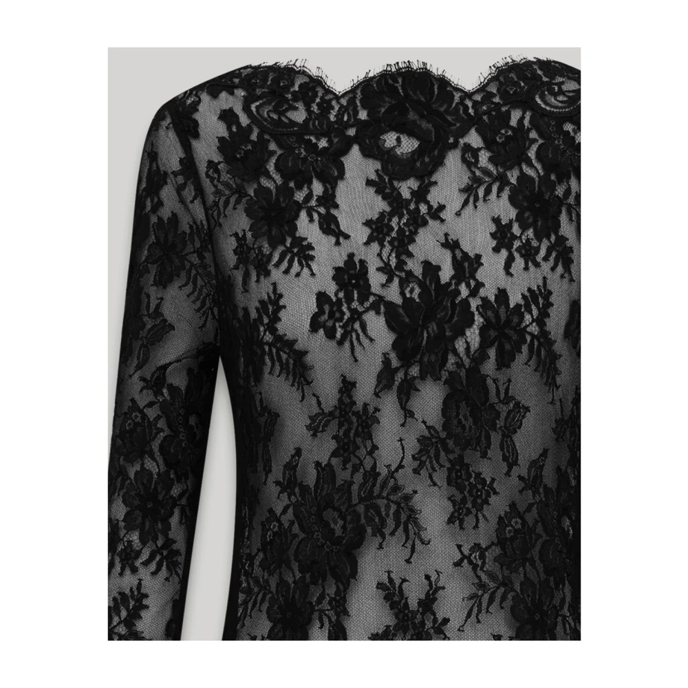 Saint Laurent Elegante Kant Jurk Black Dames