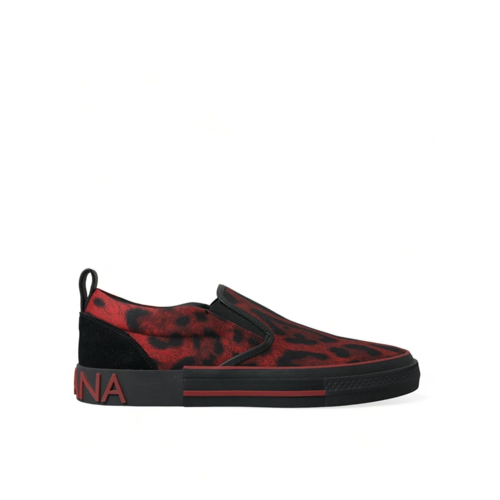 Dolce & Gabbana Men's Multicolor Sneakers,, Red Black Leopard Loafers Trainers Shoes Size 6 Uk