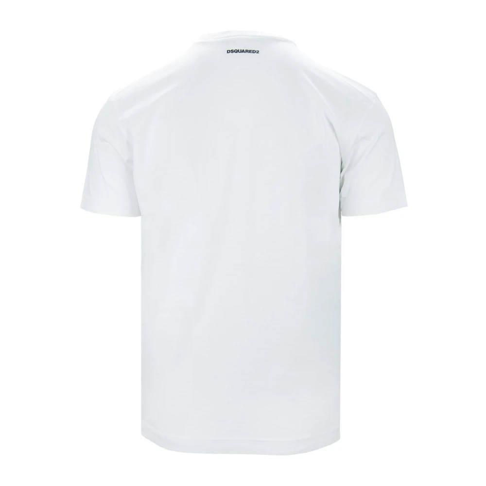 Dsquared2 Wit Basic Geribbelde Kraag T-Shirt White Heren