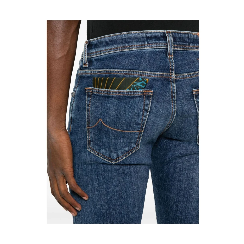 Jacob Cohën Blauwe Distressed Denim Slim Fit Jeans Blue Heren
