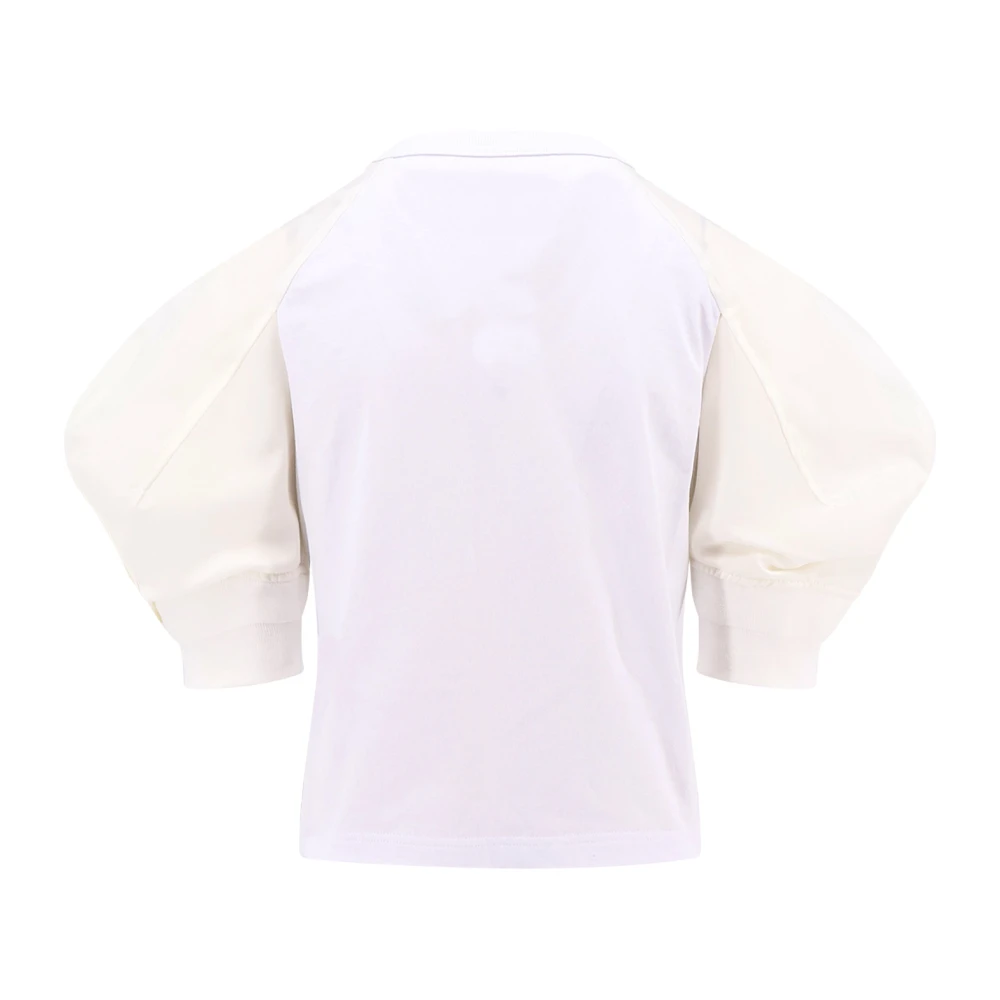 Sacai Katoenen T-shirt met Nylon Korte Mouw White Dames