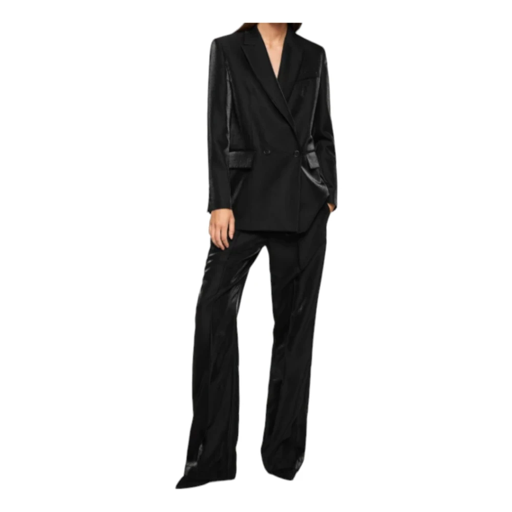 Dondup Wijde Pijp Wol Broek Zwart Black Dames