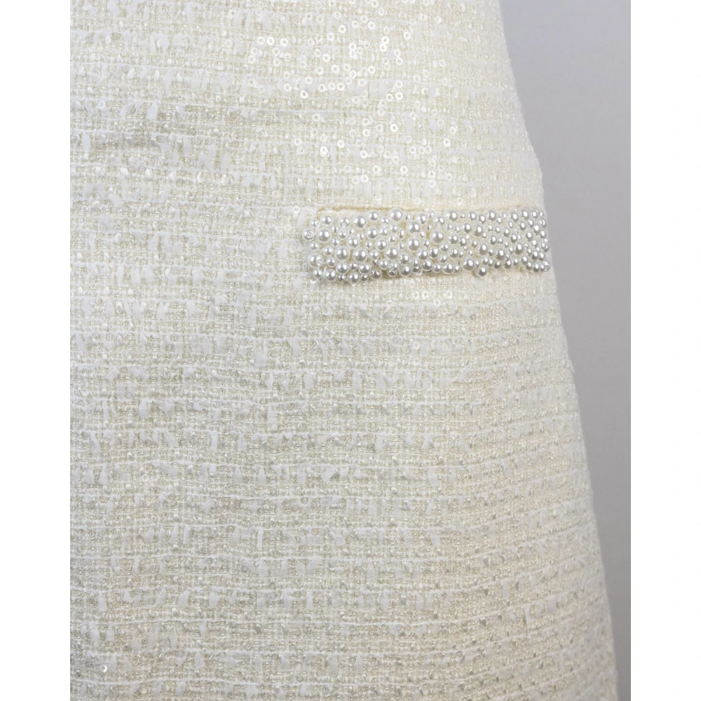 Self Portrait Witte Mini Rok met Pailletten White Dames